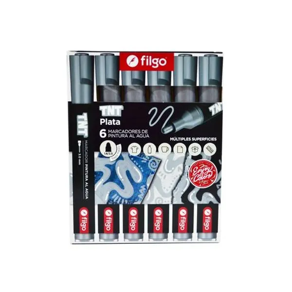 Marcador de pintura al agua tnt metalizado 1.8/3.0 mm caja x6 unidades Filgo