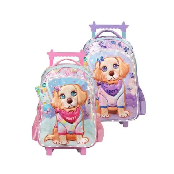 Mochila 18" con carro doggie con luz con bolígrafos x1 colores surtidos led footy