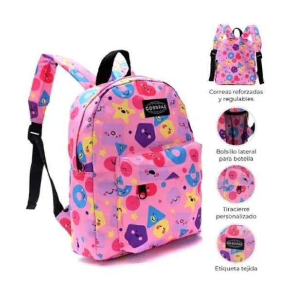 Mochila goodpak print formas rosa 31 x27 x10.5, 12