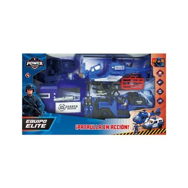 Set de vehiculos policias 6 piezas en caja 50x28x10 cm