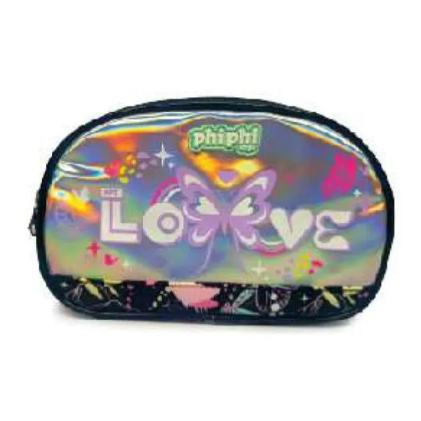 Cartuchera oval 2 cierres black butterfly