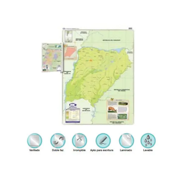 Mapa mural m.c. lam. con var. d/faz corrientes fp. 72x102 cm