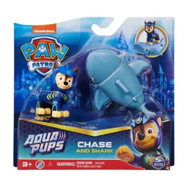 Paw Patrol - figura de accion aqua pups con mecanismo y cachorro.