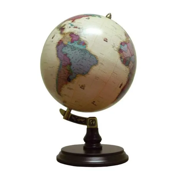Globo terraqueo 25 cm ø base de madera con inclinacion antiguo