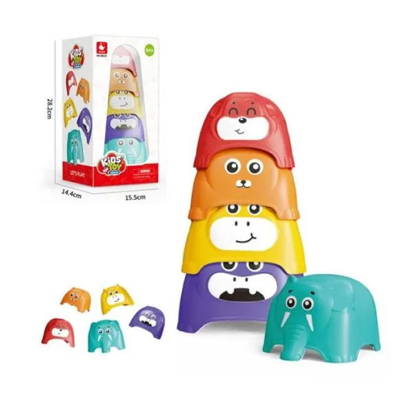 Didacticos caritas de animales apilables de colores 5 pcs