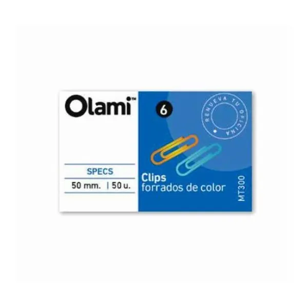 Clips forrado colores surtidos n.° 6 50 mm caja x50 unidades olami
