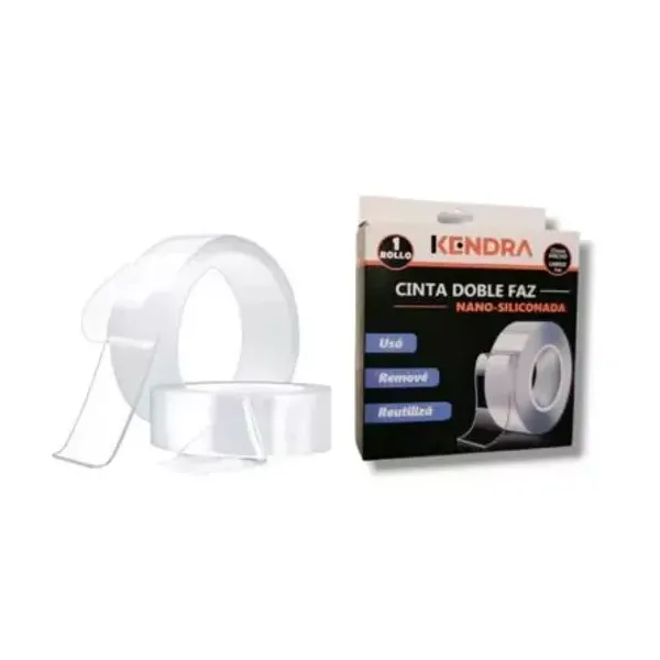 Cinta adhesiva doble faz kendra siliconada transparente 25 mmx 1 mt.