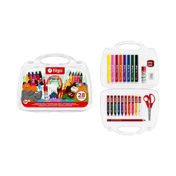Valija escolar Pinto pequeños artistas 28 piezas Filgo - valpintoj-ep