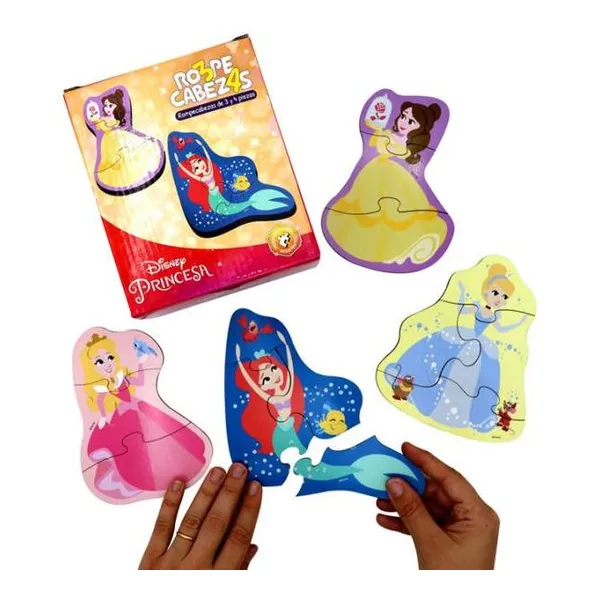 Rompecabeza madera 3 y 4 piezas - princesas