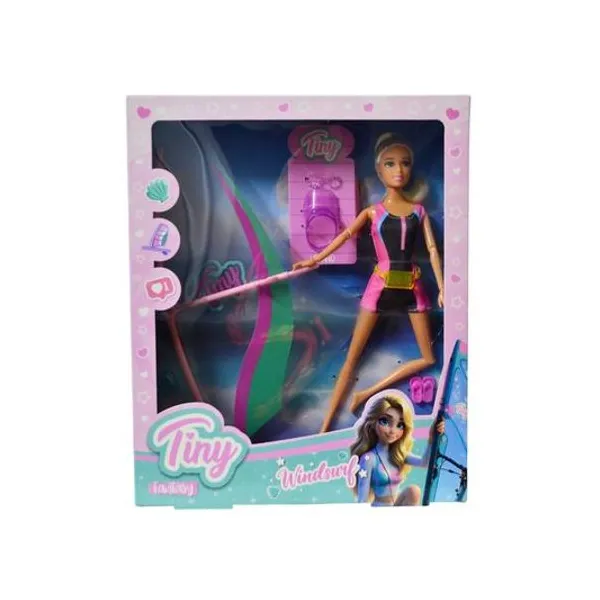 Muñeca Tiny windsurf con accesorios en caja 26x34x8 cm