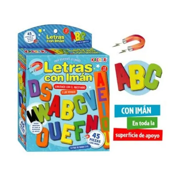 Letras con imán de 5 mm x45 piezas. caja