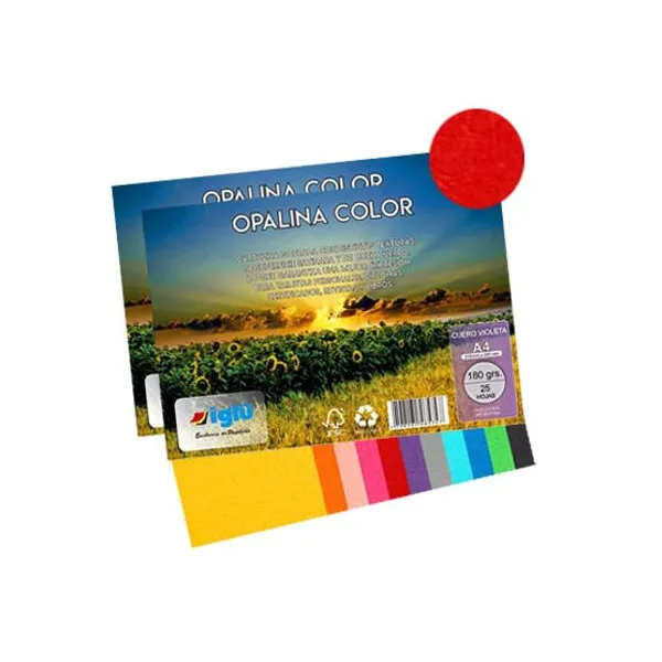 Papel iglu opalina cuero rojo tamaño a4 180 g x25 hs