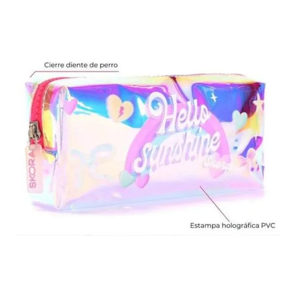 Cartuchera rectangular 1 cierre think happy lettering hello sunshine 20x8.5x6 cm