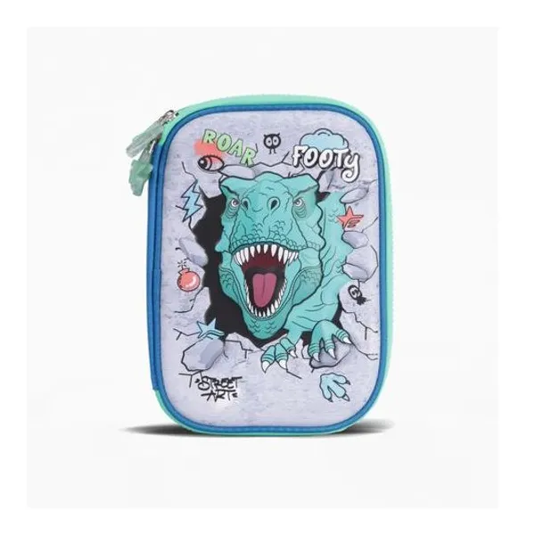 Cartuchera 2 pisos dino glow 15x20 cm x unidad colores surtidos footy