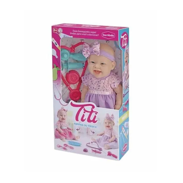 Bebé titi doctora con accesorios en caja 23x41x10 cm bambola