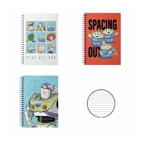 Cuaderno 16x21 cm rayado 80 hojas tapa dura con espiral toy story x1 modelos surtidos