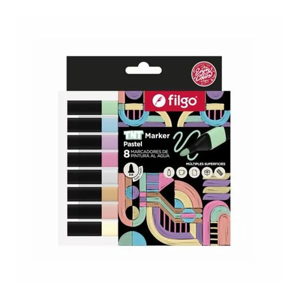 Marcador de pintura al agua tnt pastel caja x8 unidades Filgo - tntmkr