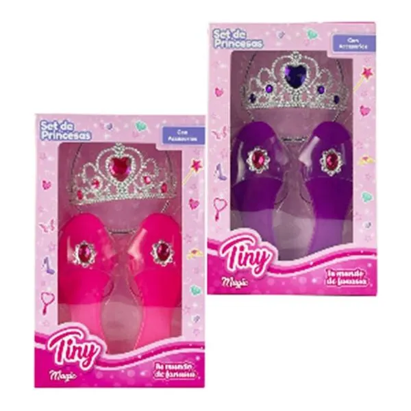 Set zapatos y corona de princesa Tiny en caja 28 18 cm