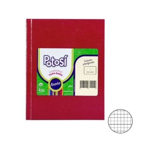 Cuaderno 16x21 cm cuadriculado 42 hojas tapa dura araña potosi