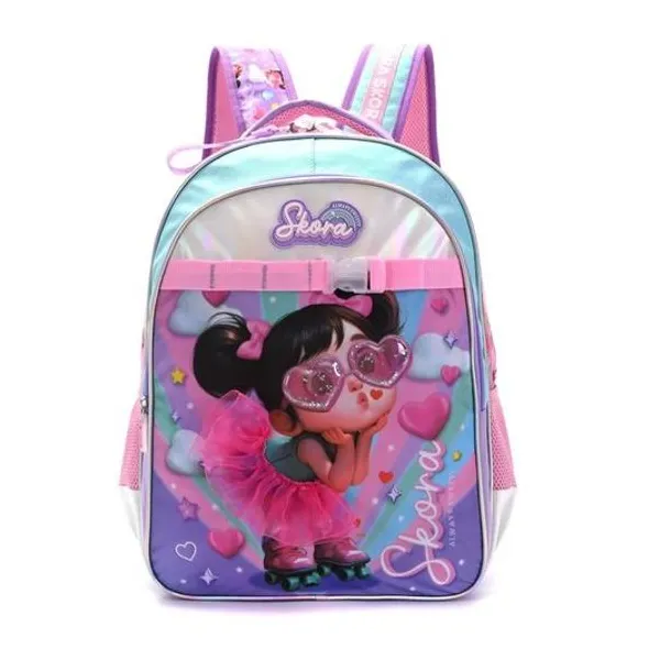 Mochila 18" espalda nena tutu rosa con llavero Skora