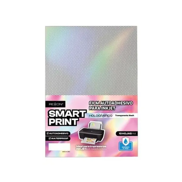 Film autoadhesivo para inkjet a4 transparente holografico mesh x10 hojas rexon