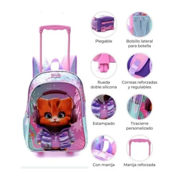Mochila carro 16" think happy pets flama