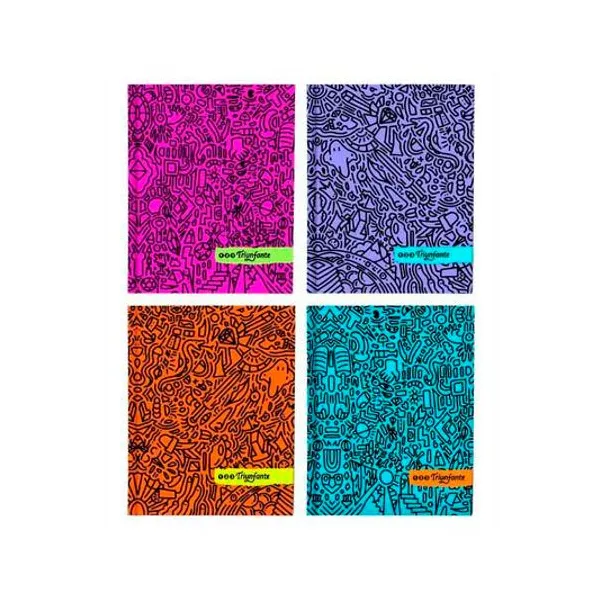 Cuaderno 19x24 rayado 96h t/d 123 doodle color