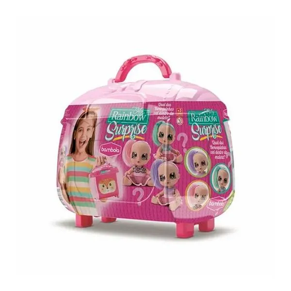 Muñeca rainbow sorpresa 21 cm en valija x1 surtido