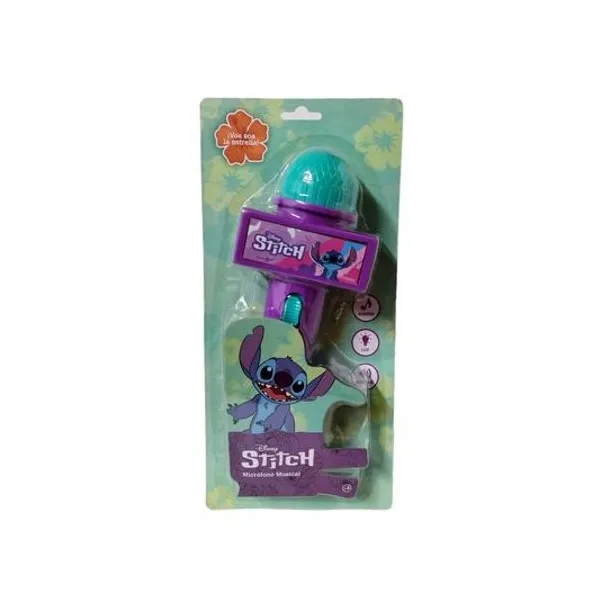 Microfono con luz y sonido Stitch en blister 15x32 cm