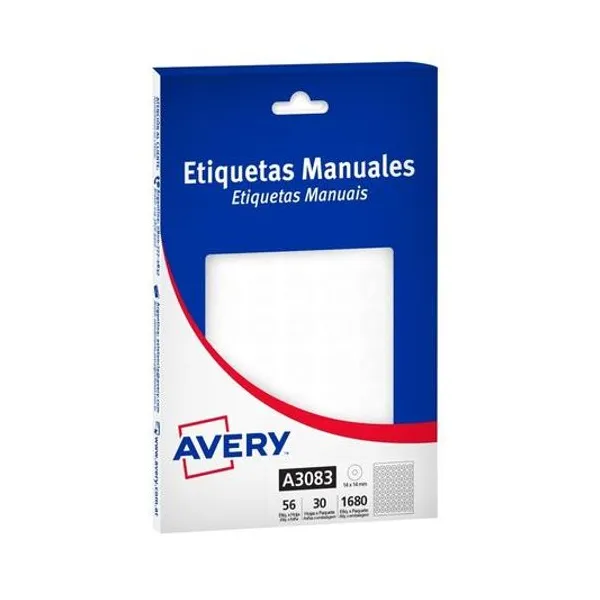 Ojalillo autoadhesivo transparente 14x14 mm caja 56 unidades x30 hojas avery