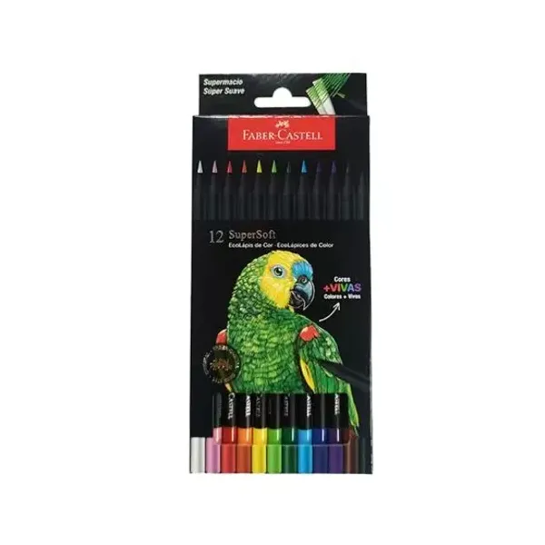 Lápices de colores Faber-Castell super soft largos x12 unid.