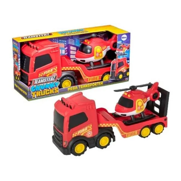 Teamsterz camiones robustos camión transportador + helicóptero 40 cm