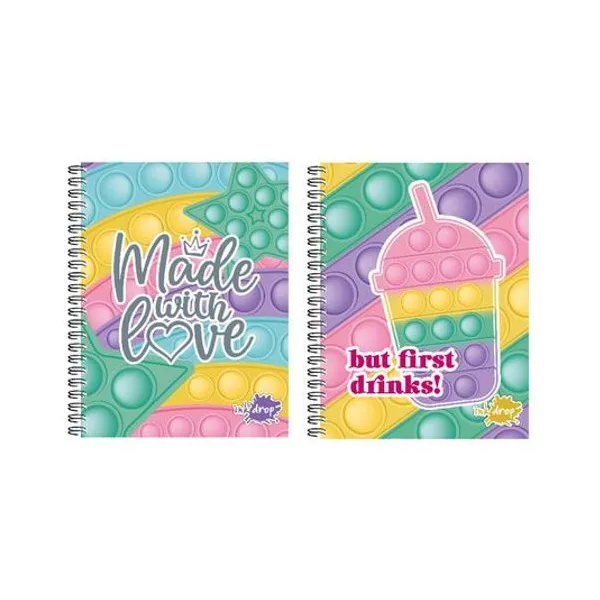 Cuaderno 16x21 cm rayado 80 hojas semi rigido con espiral pop it pastel x1 surtido inkdrop
