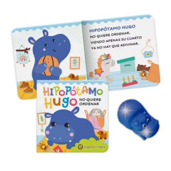 Hipopótamo hugo no quiere ordenar burbujas y luces