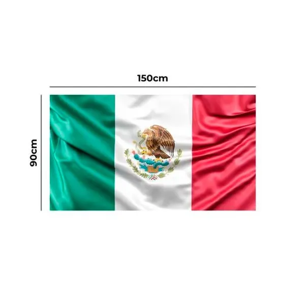 Bandera con logo mexico emblemas 90x1.50 mts