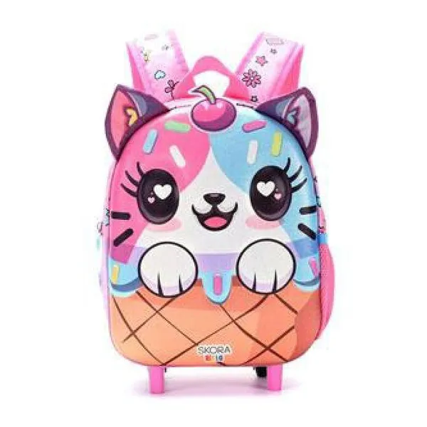 Mochila carro termoformada con glitter gatito helado 22x30x10 cm -12