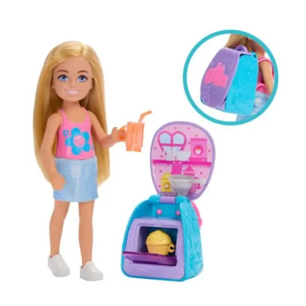 Muñeca Barbie chelsea familia y amigos mochila para hornear
