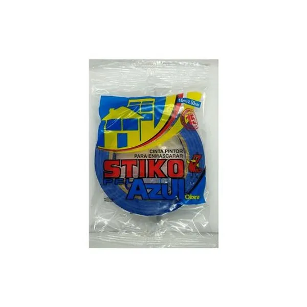 Cinta de papel azul 18mmx50 mts x1 unidad stiko