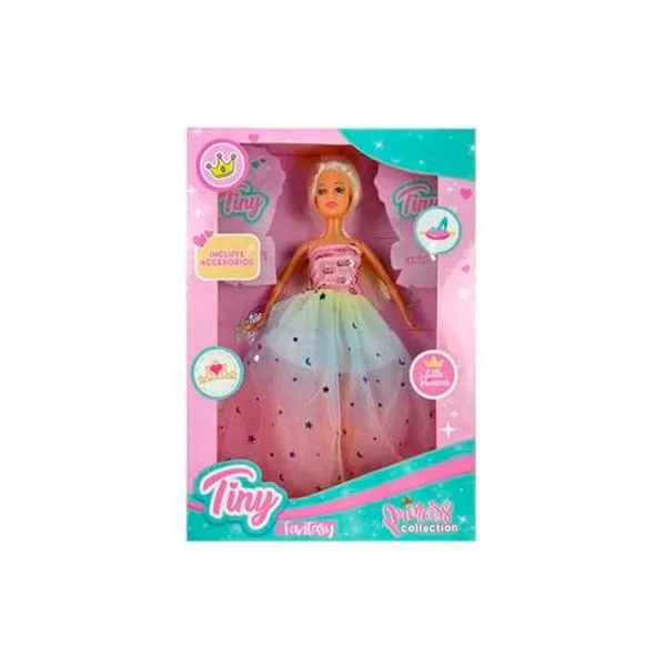 Muñeca Tiny princesa y accesorios en caja 23x33x5 cm