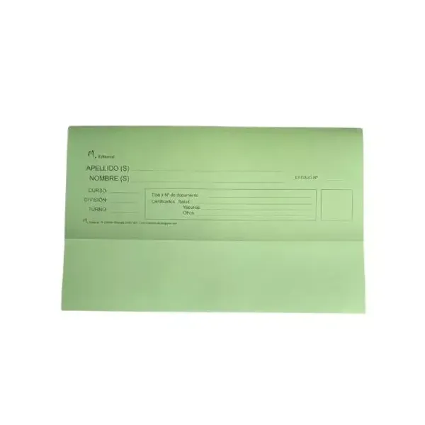 Carpeta legajo de alumnos verde