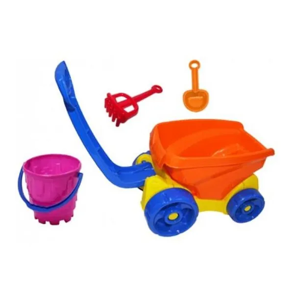 Carrito de arrastre en red + 2 accesorios con balde redondo