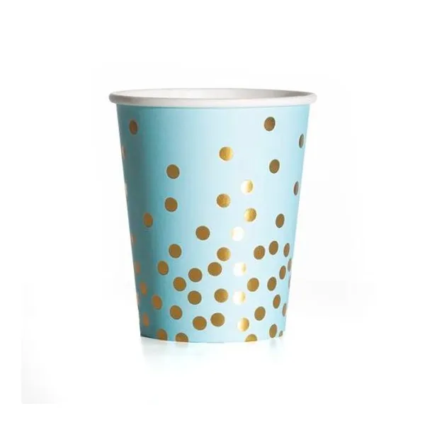 Vasos de papel con lunares dorados 250cc x10 unidades multicolor