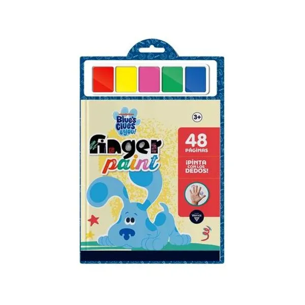 Libro para pintar con los dedos finger paint blue clues en blister 17x24 cm vertice