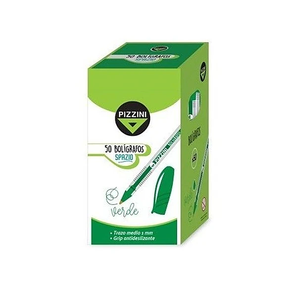 Bolígrafo 1 mm verde caja x50 Pizzini