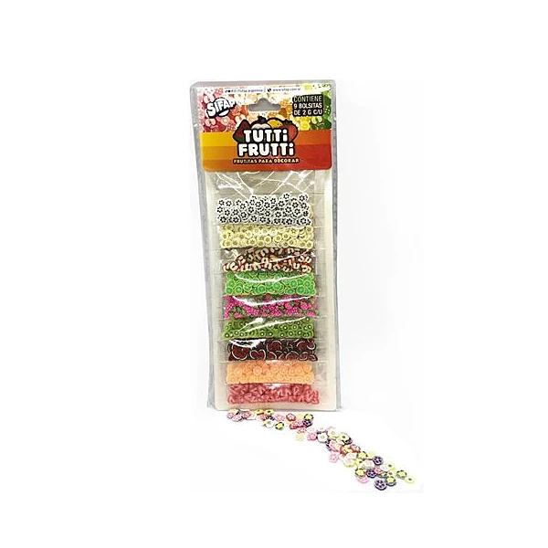 Brillantina con formas frutas x6 sobres - tutti frutti