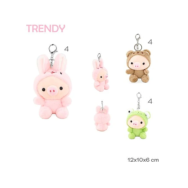 Llavero peluche animal con disfraz 12x10 cm x unidad modelos surtidos Trendy