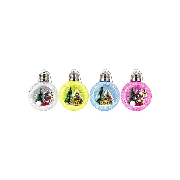 Borla glitter con deco interior y luz 7 cm x1 en bolsa