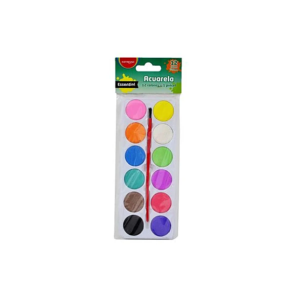 Acuarela 12 colores con pincel essential en bolsa Keyroad