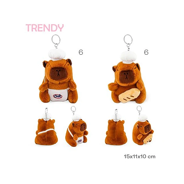 Llavero peluche capibara cocinero 15x11x10 cm x unidad modelos surtidos Trendy