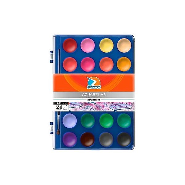 Acuarela 24 colores con pincel premium Ezco